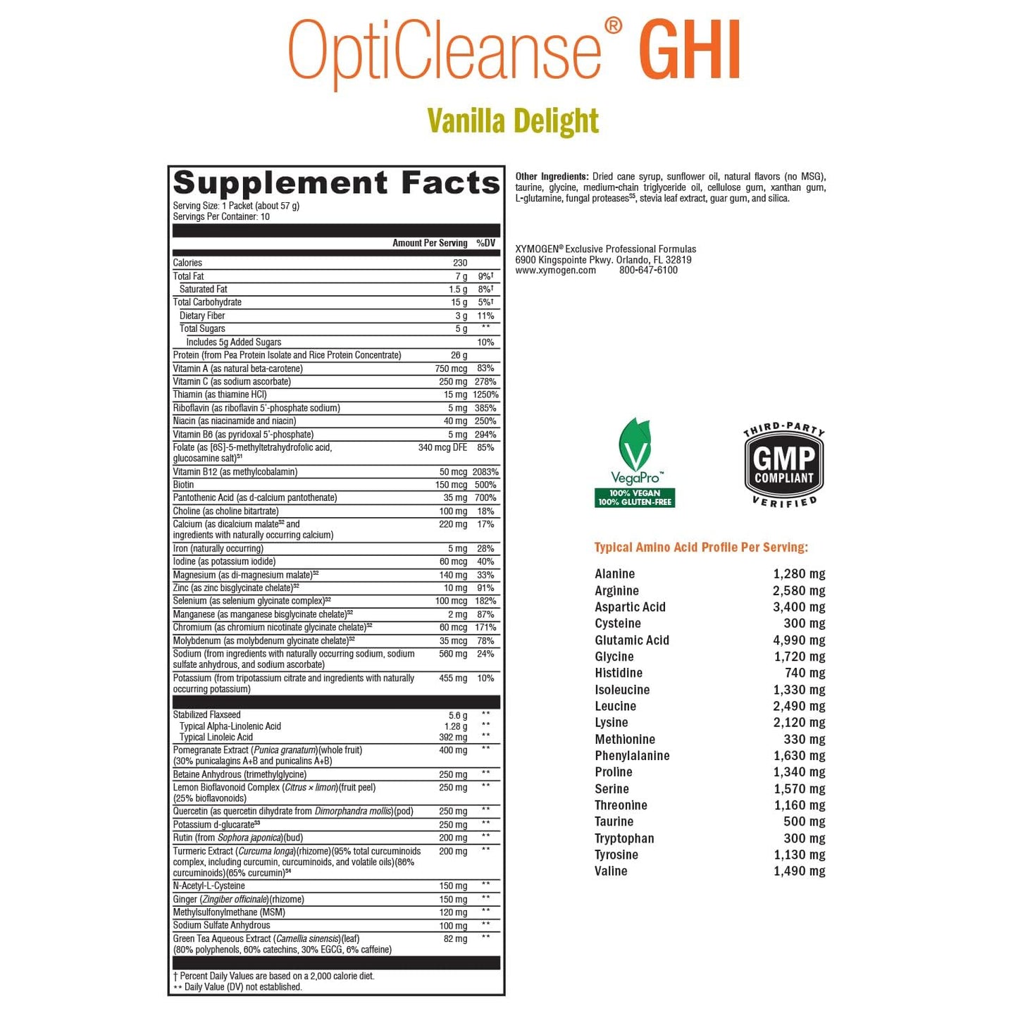 XYMOGEN OptiCleanse GHI Detox Gut Cleanse – Vegan Protein Powder, Vanilla Delight, 10 Packs