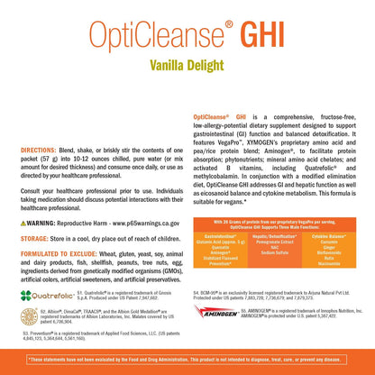 XYMOGEN OptiCleanse GHI Detox Gut Cleanse – Vegan Protein Powder, Vanilla Delight, 10 Packs