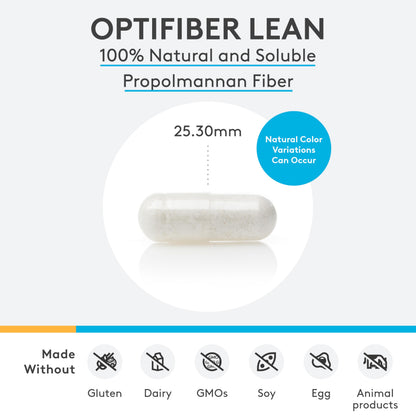 XYMOGEN OptiFiber Lean: Daily Soluble Propolmannan Fiber for Digestion & Satiety (120 Capsules)