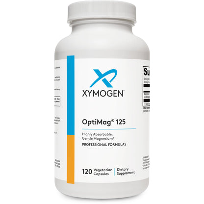 XYMOGEN OptiMag 125 – High-Absorption Magnesium with Chelated Glycinate & Malate (120 Capsules)