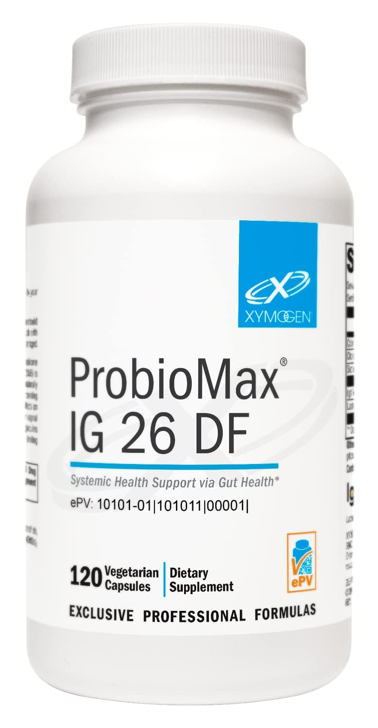 XYMOGEN ProbioMax IG 26 Probiotic + IgY Max Immunoglobulins (120 Capsules)