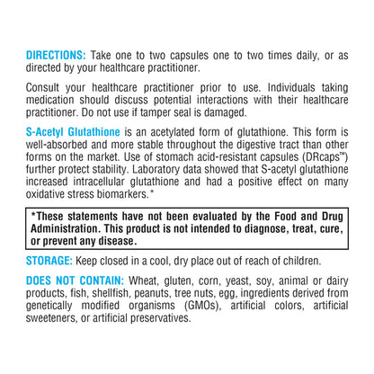 XYMOGEN S Acetyl Glutathione – Superior Absorption, Acid-Resistant DRcaps Capsules (120 Capsules)