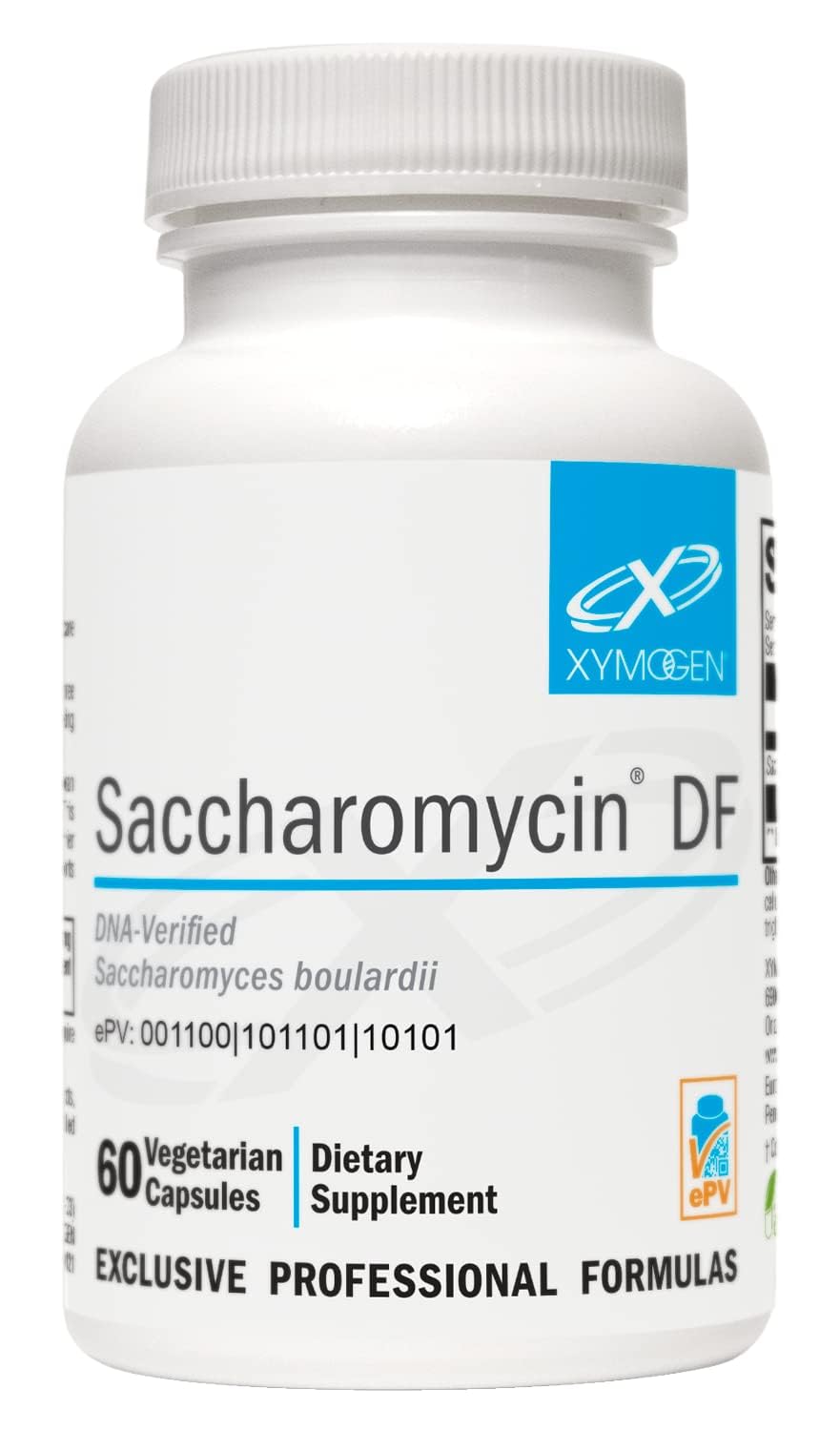 XYMOGEN Saccharomycin 10B - Stomach Acid-Resistant DNA-Verified Saccharomyces boulardii | Dairy Free Probiotic for Gut Support & Immune Health - 60 Capsules