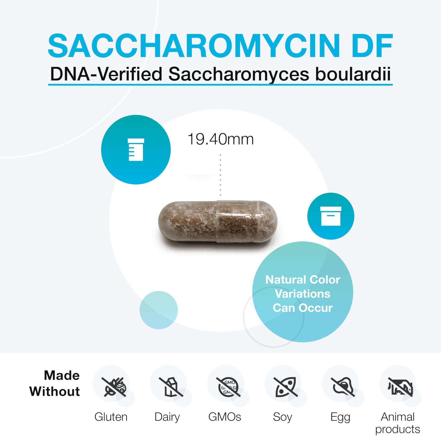XYMOGEN Saccharomycin 10B - Stomach Acid-Resistant DNA-Verified Saccharomyces boulardii | Dairy Free Probiotic for Gut Support & Immune Health - 60 Capsules