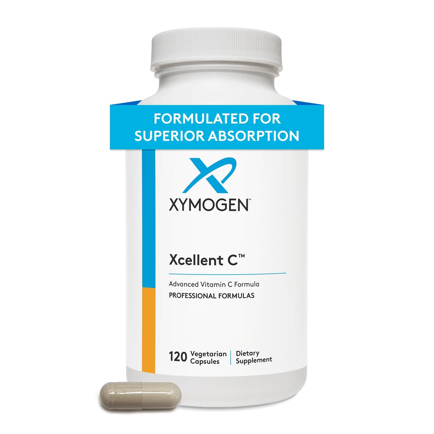 XYMOGEN Xcellent C High-Potency Vitamin C with BioPerine | Buffered for Gentle Digestion, 120 Capsules