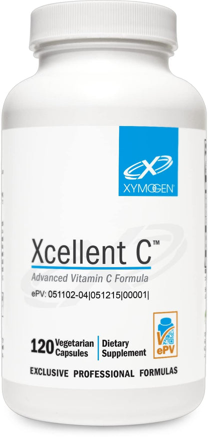 XYMOGEN Xcellent C High-Potency Vitamin C with BioPerine | Buffered for Gentle Digestion, 120 Capsules