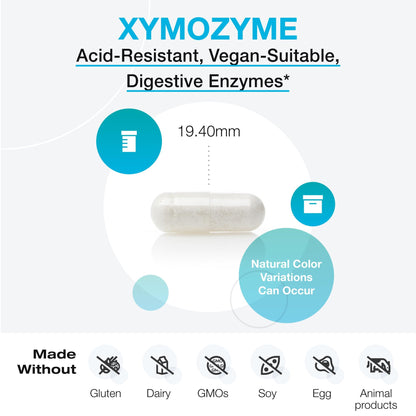 XYMOGEN XymoZyme - Vegan Digestive Enzymes for Gut Health (120 Capsules)