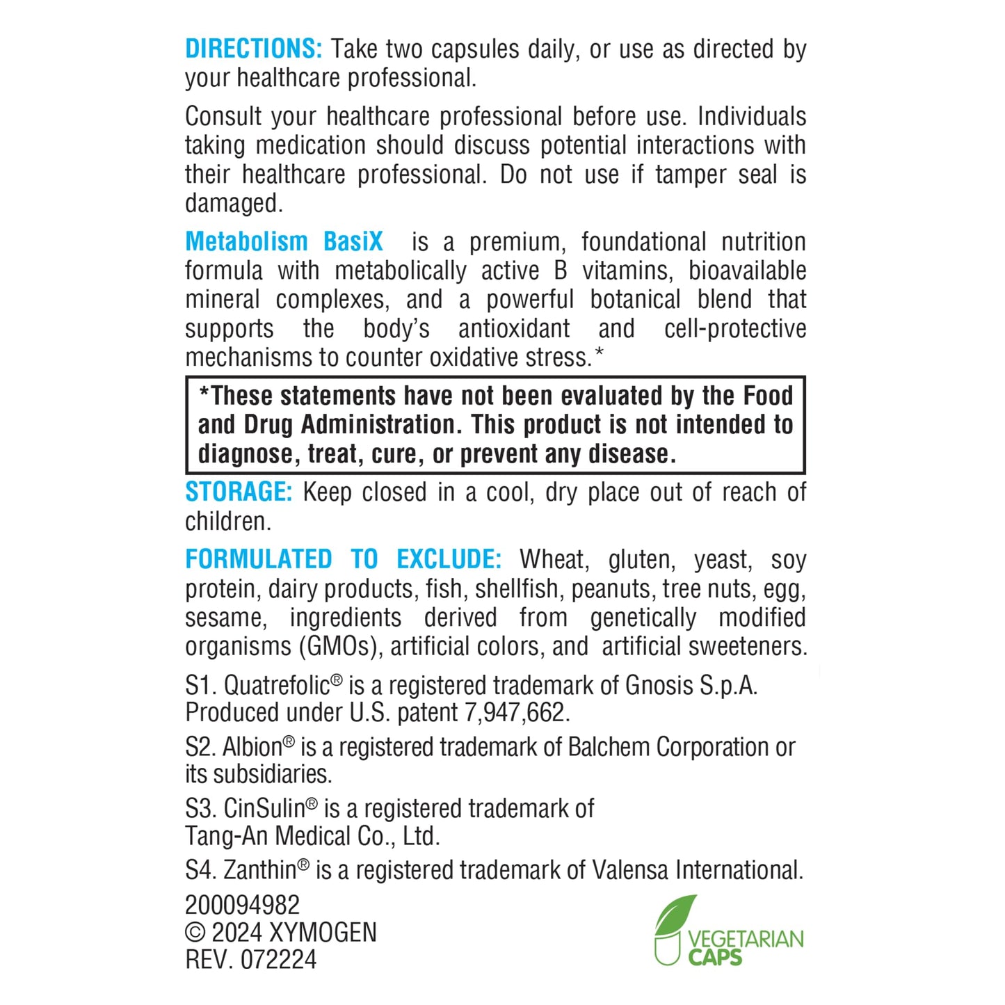 Xymogen Metabolism Basix – Antioxidants for Detox & Energy Metabolism (60 Capsules)