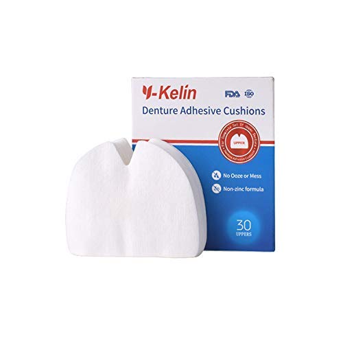 Y-Kelin Denture Adhesive Cushions Uppers & Lowers - Non-Chemical, Adhesive-Free Denture Pads (60 Strips)