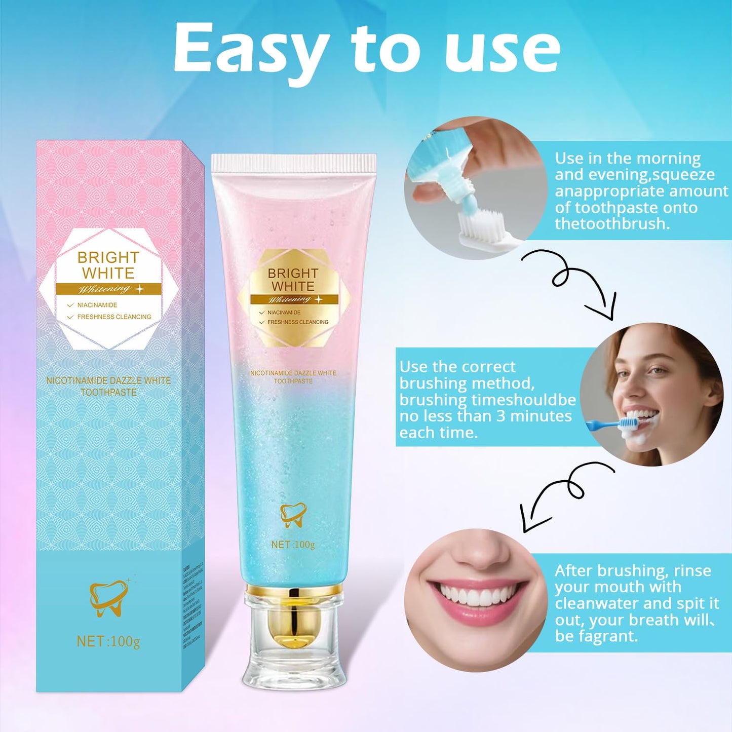 Niacinamide Whitening Toothpaste – Enamel Protection & Stain Removal (Mint) | 1 Pack | YanxiananYagao