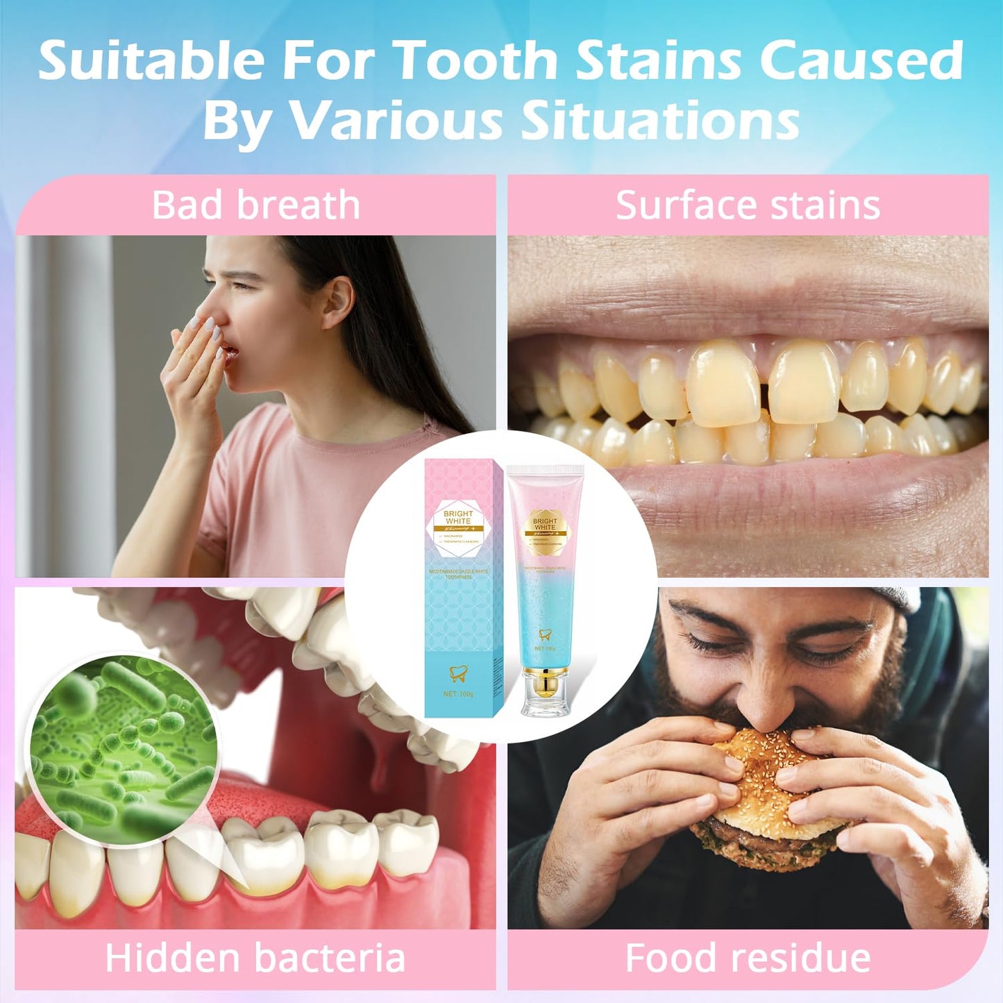 Niacinamide Whitening Toothpaste – Enamel Protection & Stain Removal (Mint) | 1 Pack | YanxiananYagao