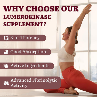 Yasumako Lumbrokinase 100mg + Nattokinase 100mg + Red Yeast Rice 300mg — 600 Capsules (Pack of 10)