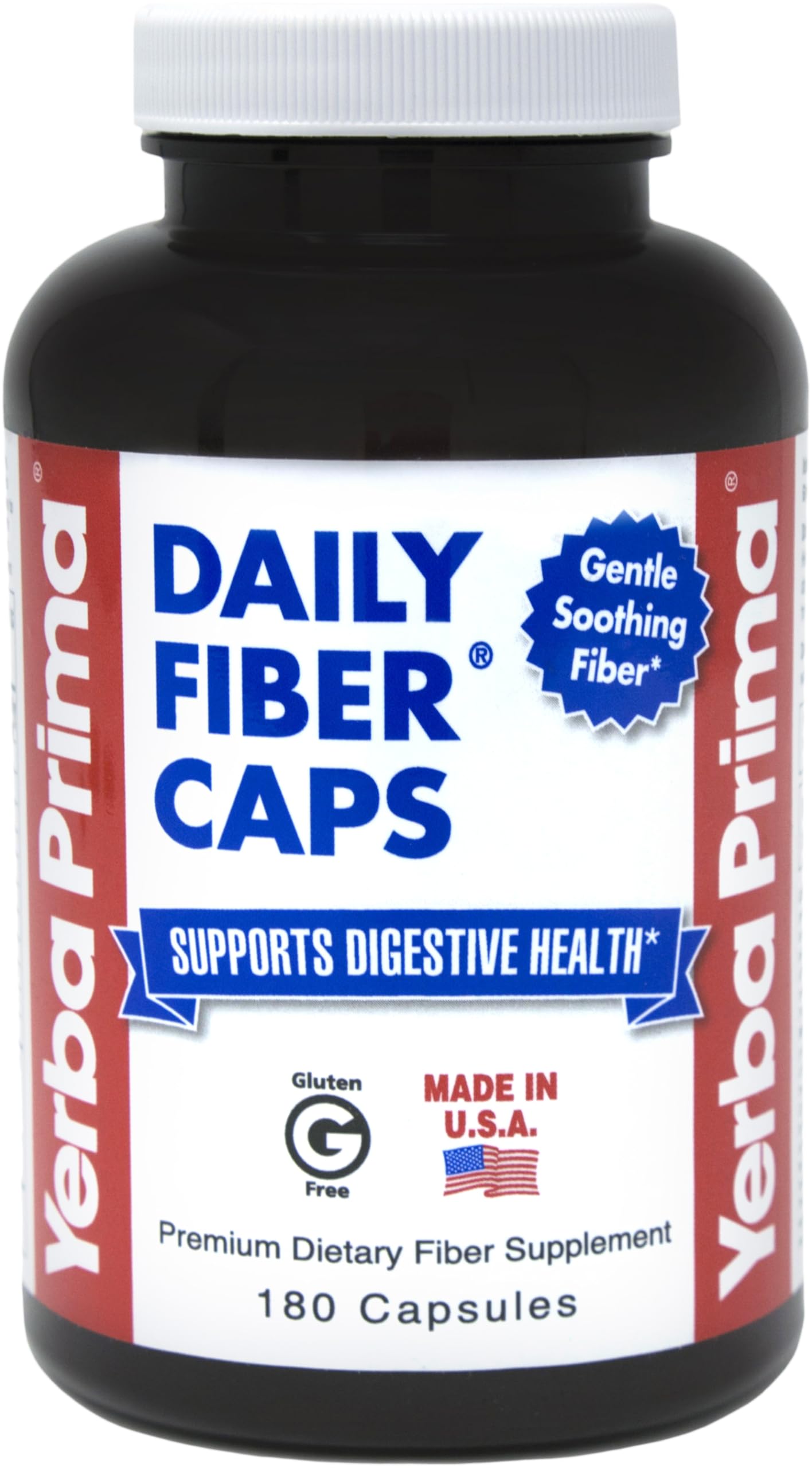 Yerba Prima Daily Fiber Caps – 180 Capsules | Soluble & Insoluble Fiber for Gut Health