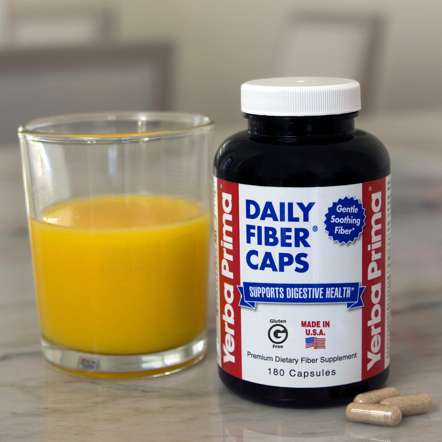 Yerba Prima Daily Fiber Caps – 180 Capsules | Soluble & Insoluble Fiber for Gut Health