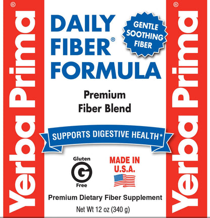 Yerba Prima Daily Fiber Formula Powder – 12 oz (Pack of 4) | Soluble & Insoluble Fiber for Gut Health | Vegan, Non-GMO, Gluten-Free