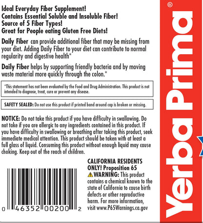 Yerba Prima Daily Fiber Formula Powder – 12 oz (Pack of 4) | Soluble & Insoluble Fiber for Gut Health | Vegan, Non-GMO, Gluten-Free