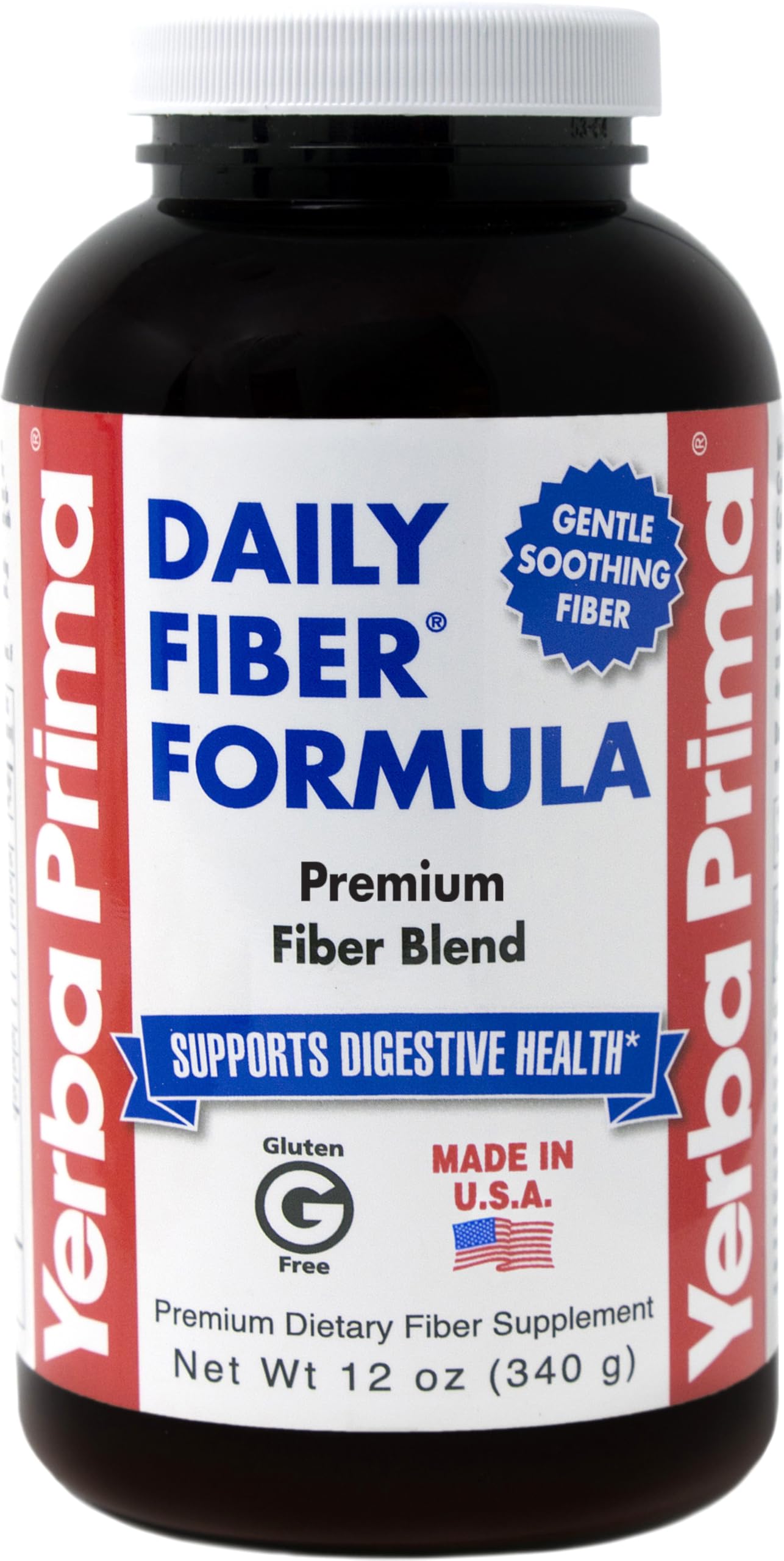 Yerba Prima Daily Fiber Powder - 12 oz | Digestive Support, Vegan