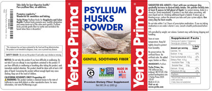 Yerba Prima Psyllium Husks Powder - 24 oz (Pack of 2) Unflavored, Fine Ground, Natural Fiber Supplement