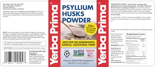 Yerba Prima Psyllium Husks Powder – 12 oz (Pack of 3) | Natural Fiber Supplement for Regularity | Gluten-Free, Vegan, Non-GMO