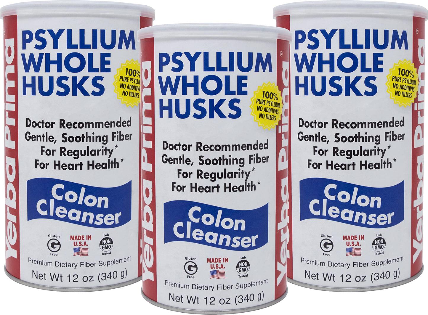 Yerba Prima Psyllium Whole Husks Colon Cleanser – 12 oz (Pack of 3)