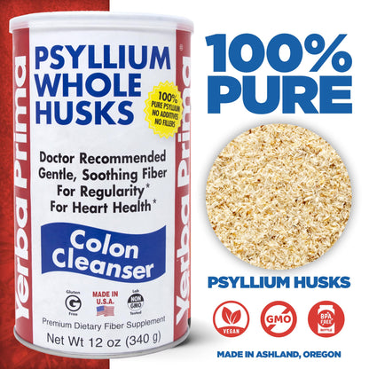 Yerba Prima Psyllium Whole Husks Colon Cleanser – 12 oz (Pack of 3)