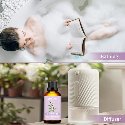 yethious Clary Sage Essential Oil – Diffuser, Aromatherapy, Skin & DIY Fragrance | Organic 3.38 Fl Oz