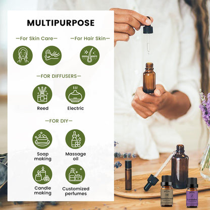Yethious Sandalwood & Lavender Essential Oil Set – 2 x 10ml, 100% Pure, Undiluted, Organic Aromatherapy Oils