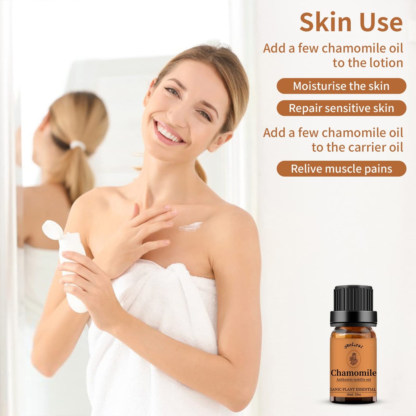 Yethious Organic Chamomile Essential Oil – 100% Pure, GCMS Certified | 10 ml