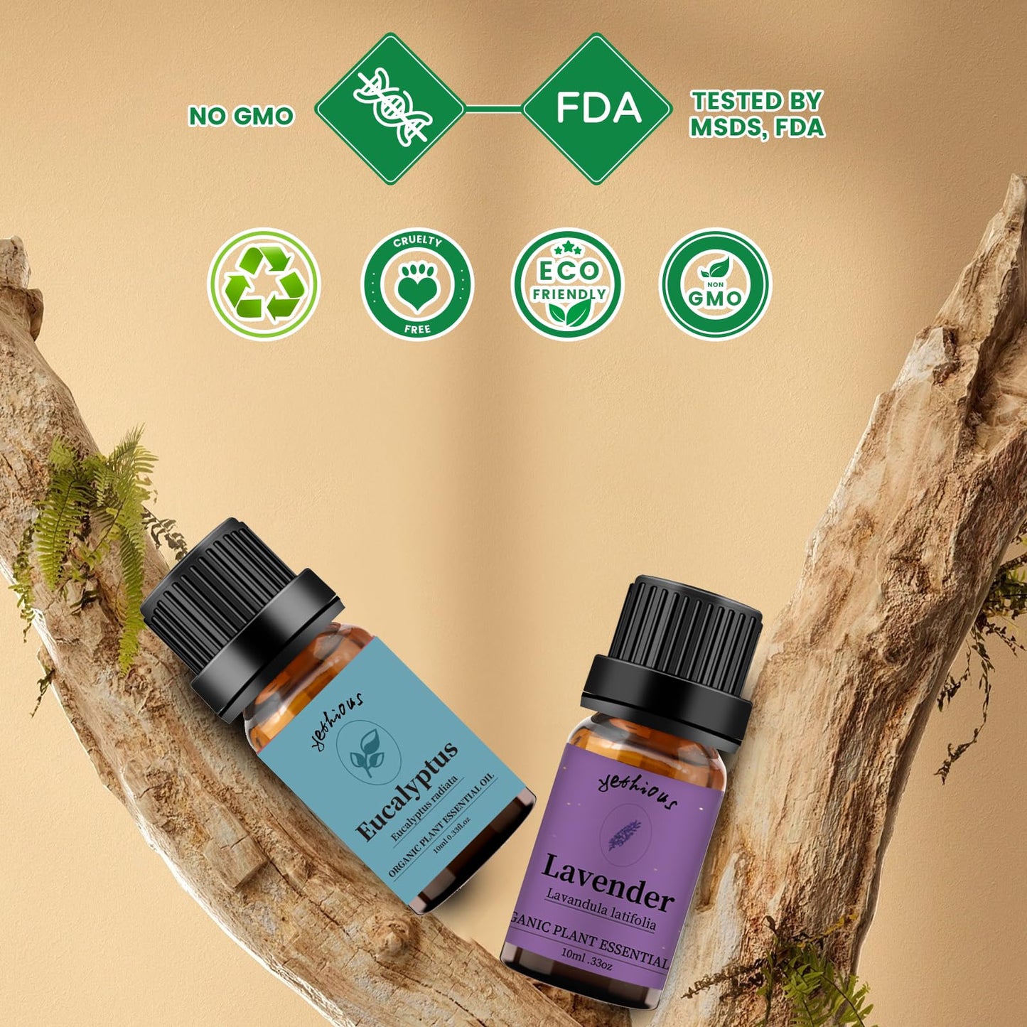 yethious Lavender Eucalyptus Essential Oil – Organic Pure Plant Lavender Oil for Diffuser, Skin & Hair Care