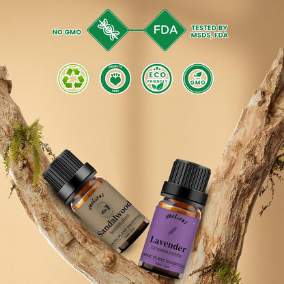 Yethious Sandalwood & Lavender Essential Oil Set – 2 x 10ml, 100% Pure, Undiluted, Organic Aromatherapy Oils