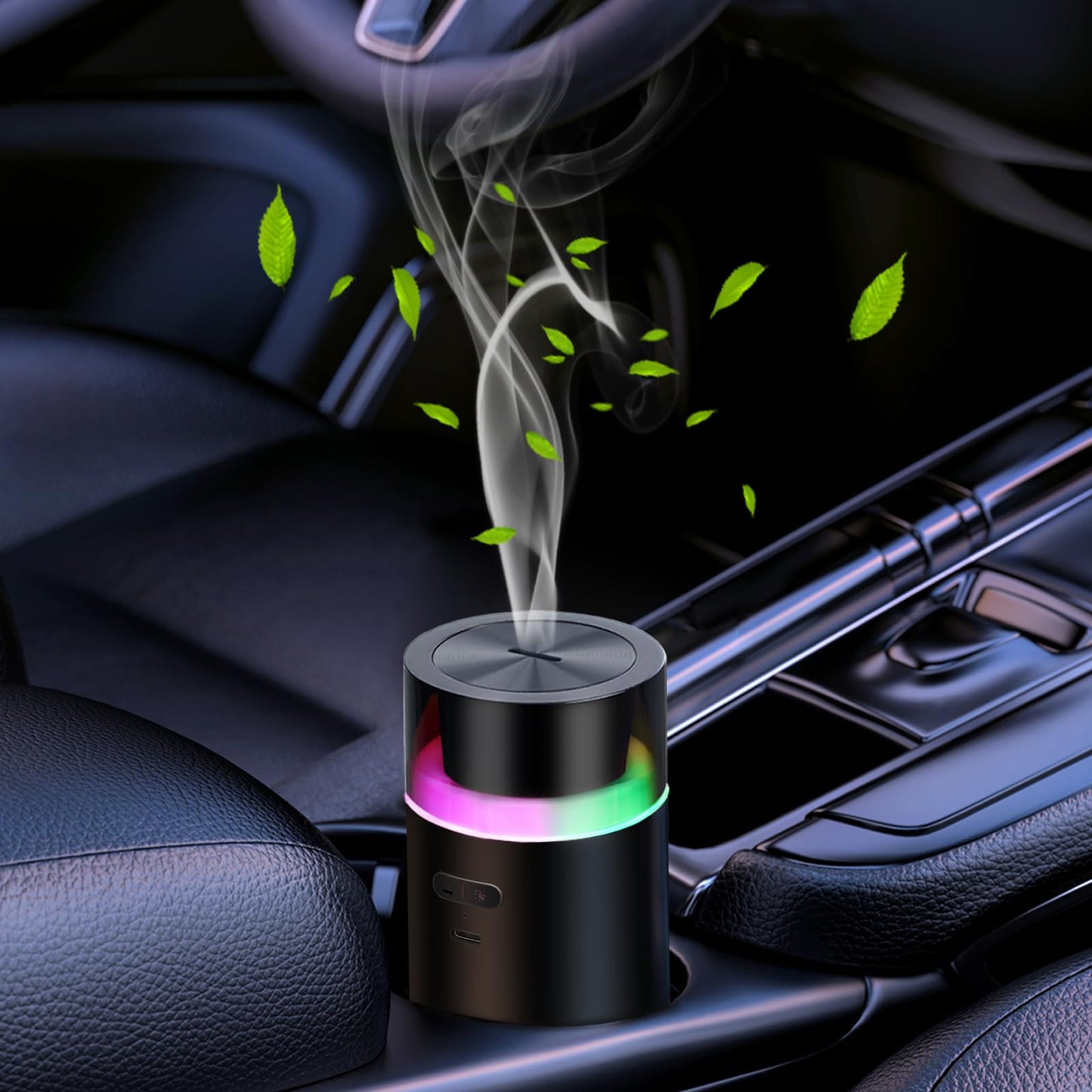 YIXIUTEN Essential Oil Car Diffuser - 3000mAh Battery, Auto On/Off, 4/8 Hour Timers, Black