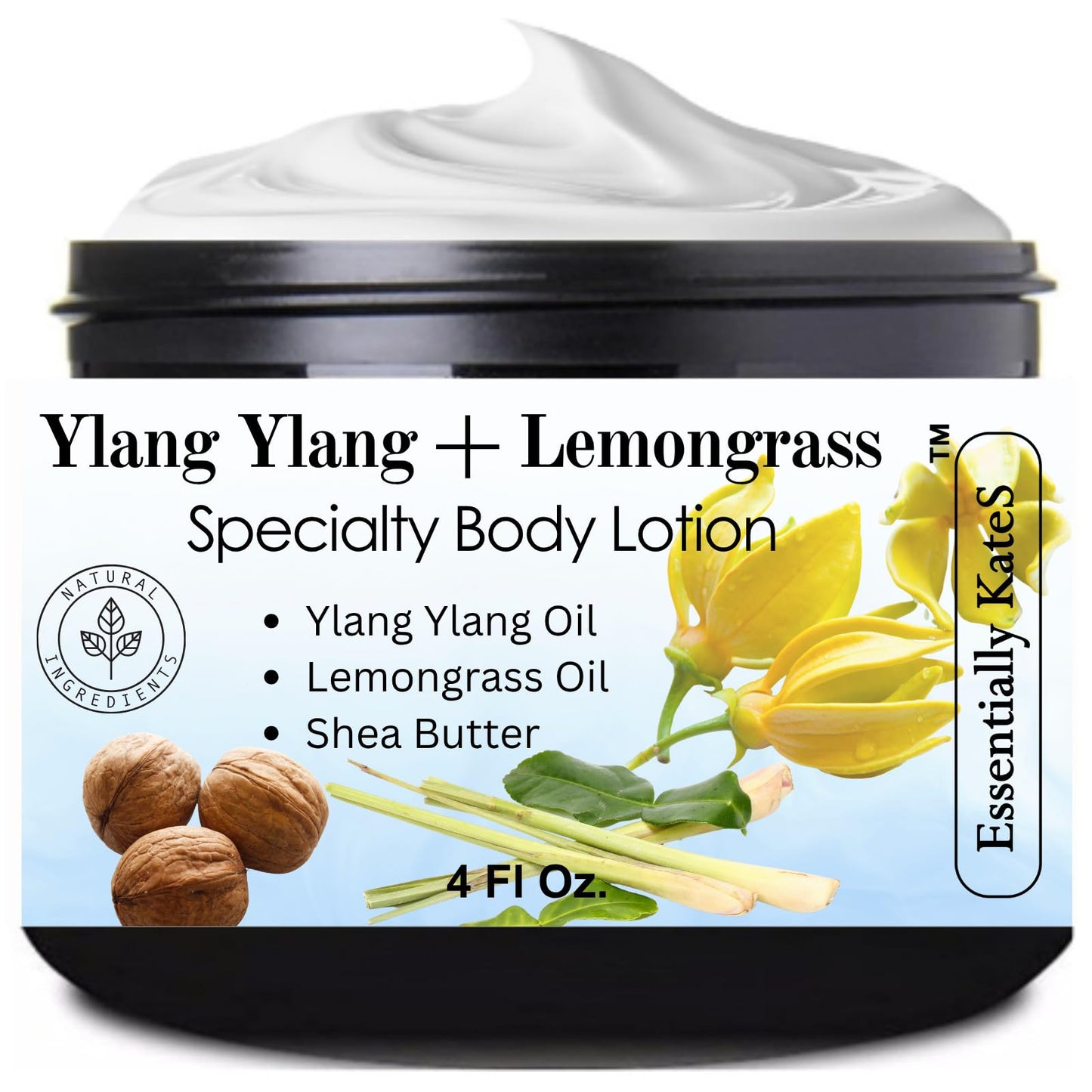 Ylang Ylang + Lemongrass Specialty Cream Lotion 4 Fl Oz — Enriched with Shea Butter and Ceramides 1, 3, 6II
