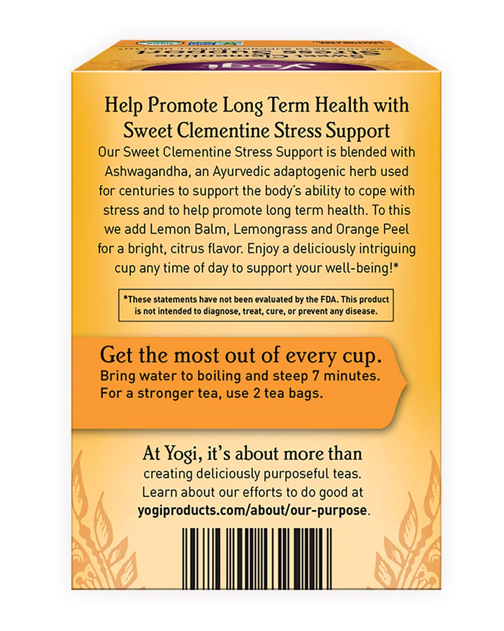 Yogi Tea Organic Sweet Clementine Stress Support – 16 Count