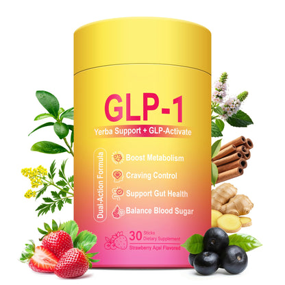 Yooloks Cutting Drink Mix – GLP-1 Drink Mix with 5-HTP, Yerba Mate & Magnesium, FOS | Strawberry Acai Flavor – 30 Servings
