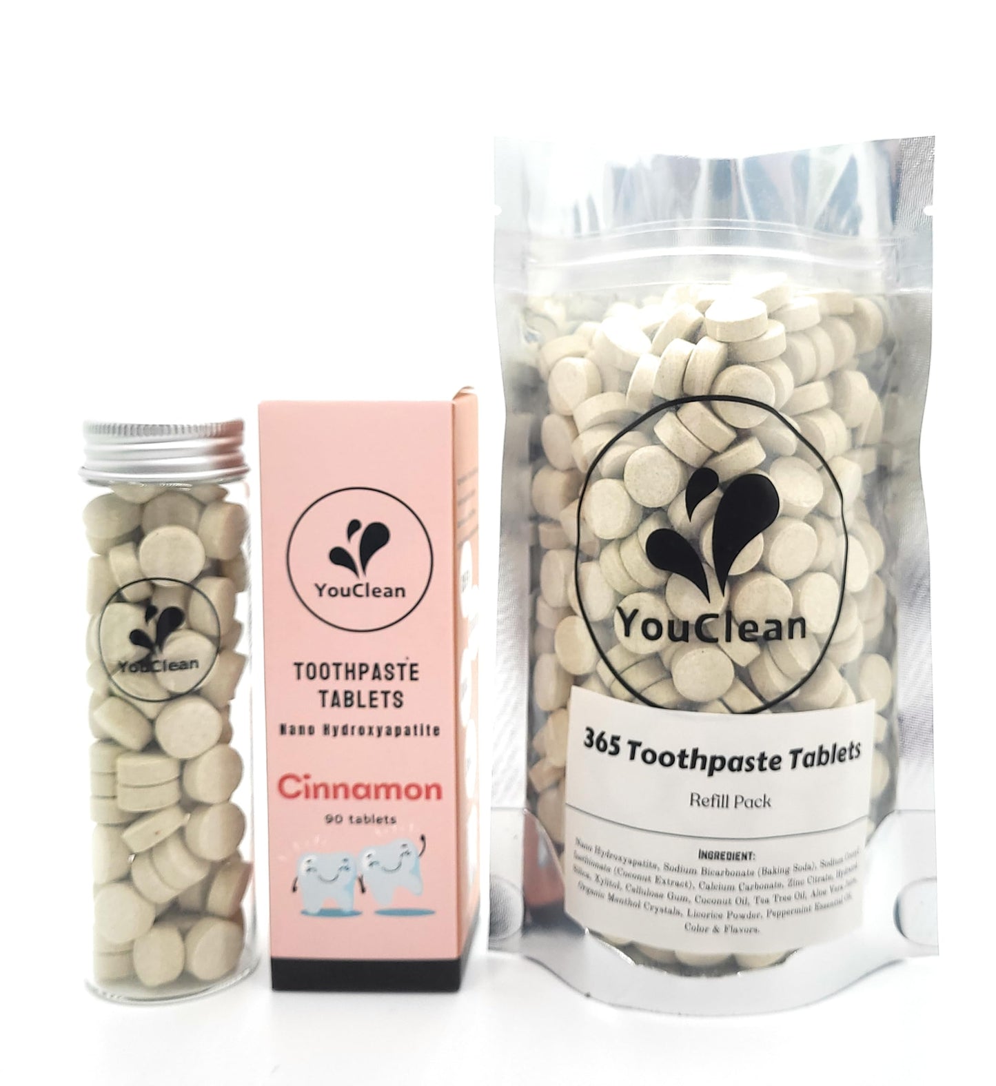 YouClean 365 Toothpaste Tablets – Cinnamon365, Fluoride Free, Nano Hydroxyapatite
