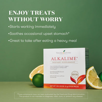 Young Living AlkaLime Stick Packs - 30 ct | Digestive Wellness, Gentle on Stomach | Vitamin & Mineral Supplement