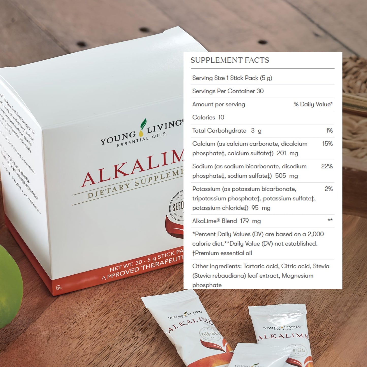 Young Living AlkaLime Stick Packs - 30 ct | Digestive Wellness, Gentle on Stomach | Vitamin & Mineral Supplement