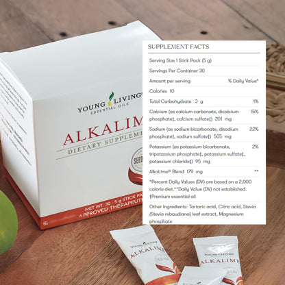 Young Living AlkaLime Stick Packs - 30 ct | Digestive Wellness, Gentle on Stomach | Vitamin & Mineral Supplement