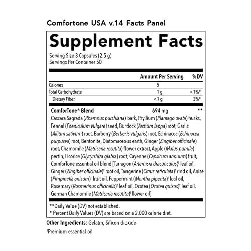 Young Living ComforTone Capsules - Natural Digestive Support with Cascara Sagrada, Psyllium, Ginger & Tarragon (150 Capsules)