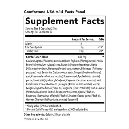 Young Living ComforTone Capsules - Natural Digestive Support with Cascara Sagrada, Psyllium, Ginger & Tarragon (150 Capsules)