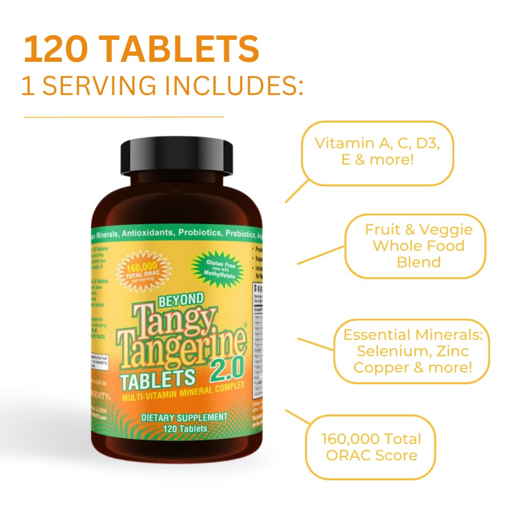 Youngevity Beyond Tangy Tangerine 2.0 – Multi-Vitamin & Mineral Complex | 160,000 ORAC | 120 Tablets