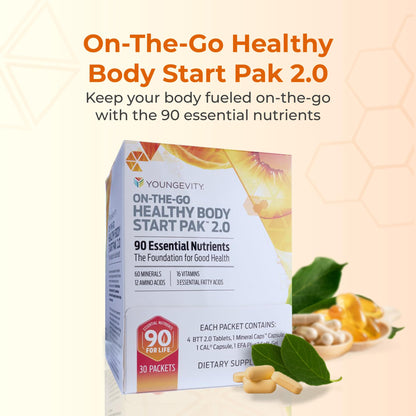 Youngevity On-The-Go Healthy Body Start Pak 2.0 – 90 Essential Nutrients, 30-Day Supply
