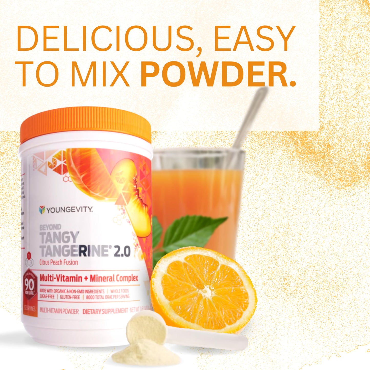 Youngevity Beyond Tangy Tangerine 2.0 Citrus Peach Fusion – Multi-Vitamin & Mineral Complex | 8,000 ORAC