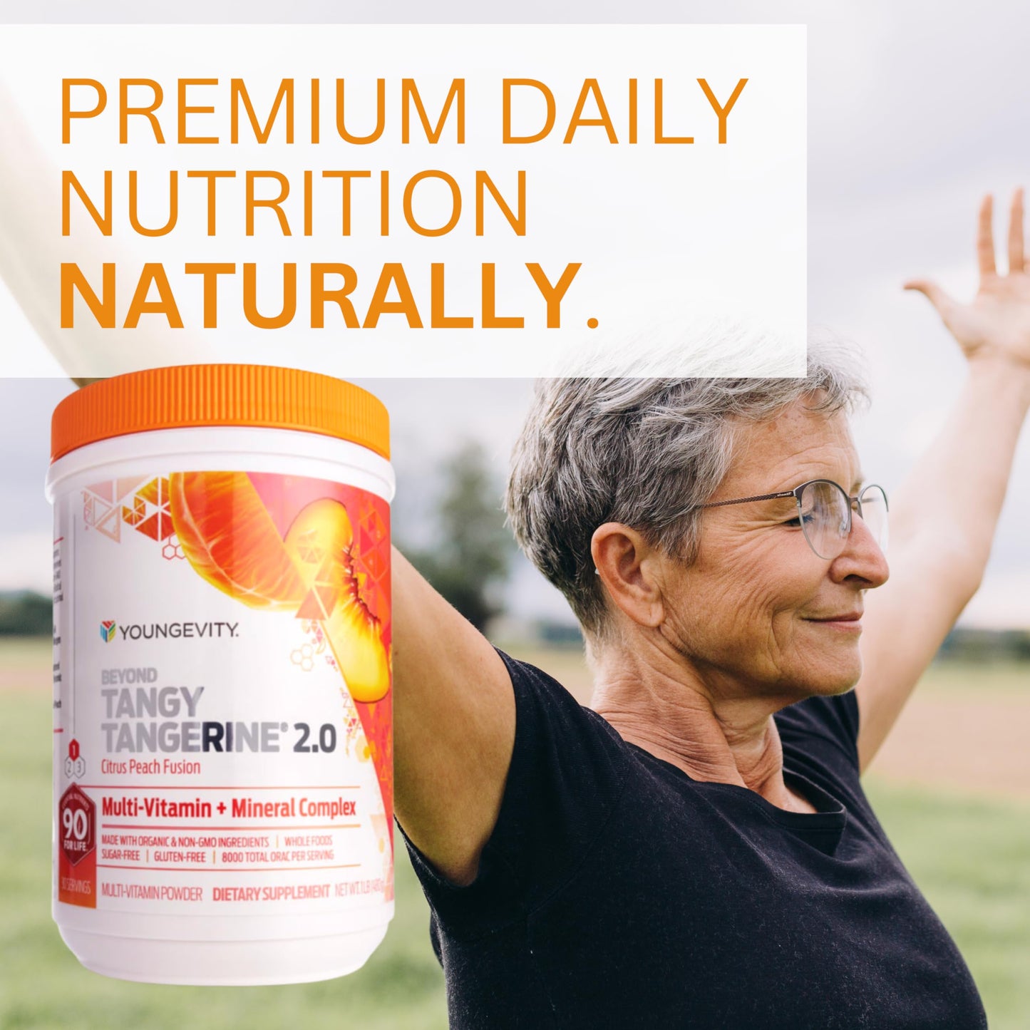 Youngevity Beyond Tangy Tangerine 2.0 Citrus Peach Fusion – Multi-Vitamin & Mineral Complex | 8,000 ORAC