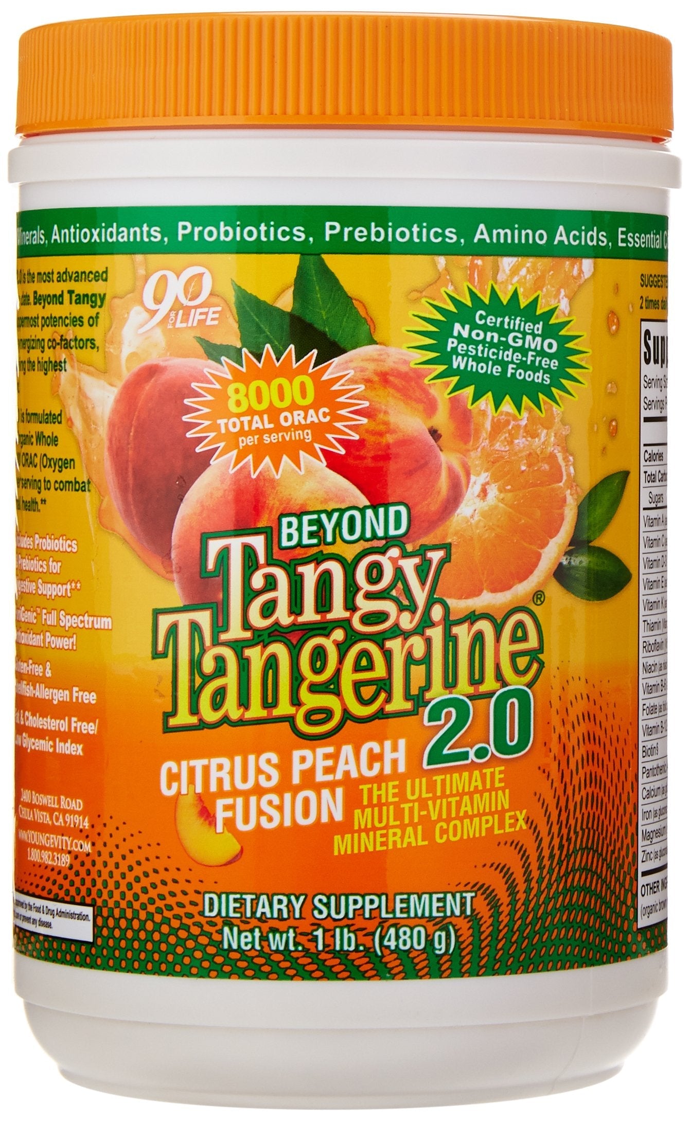 Youngevity Beyond Tangy Tangerine 2.0 Citrus Peach Fusion – Multi-Vitamin & Mineral Complex, 8,000 ORAC, 3 Canisters
