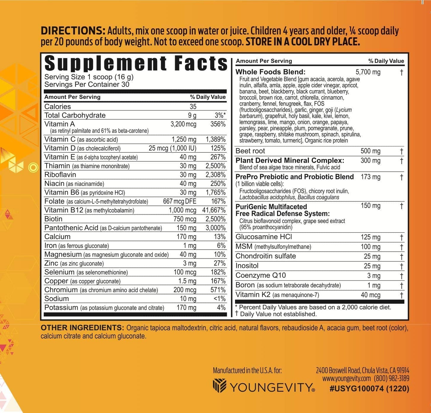 Youngevity Beyond Tangy Tangerine 2.5 Tropical Tangerine – Ultimate Multi-Vitamin & Mineral Complex (8,000 ORAC)
