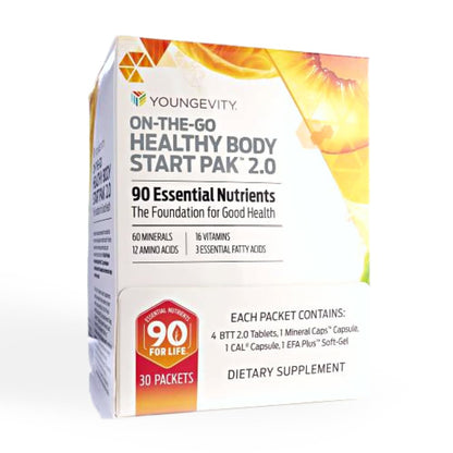 Youngevity On-The-Go Healthy Body Start Pak 2.0 – 90 Essential Nutrients, 30-Day Supply