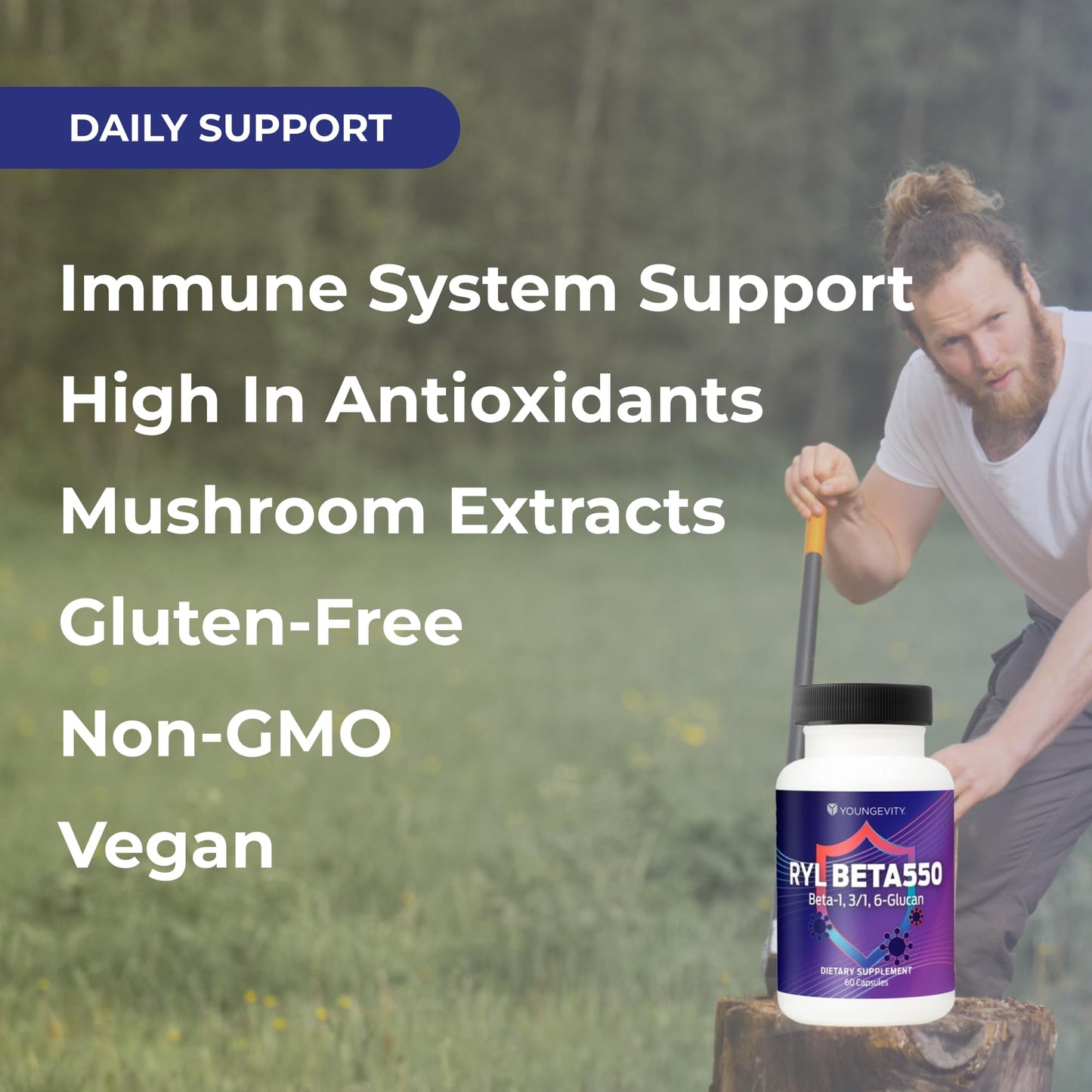 Youngevity RYL Beta550 Beta 1,3/1,6-Glucan Immune Support - 60 Capsules