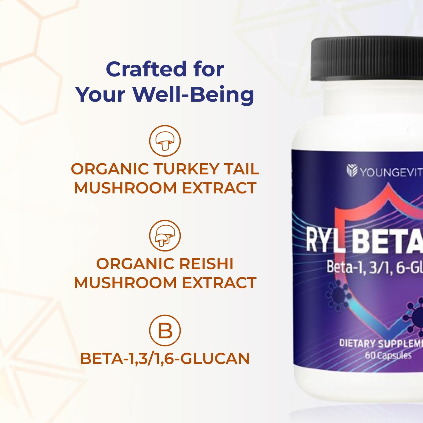 Youngevity RYL Beta550 Beta 1,3/1,6-Glucan Immune Support - 60 Capsules