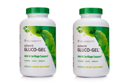 Youngevity Ultimate Gluco-Gel – Gelatin, Glucosamine & Manganese for Tendons, Bones & Cartilage | 240 Capsules (2 Bottles)